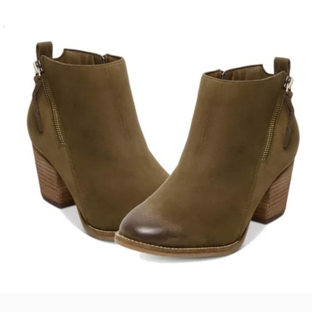 Aqua College Khaki Green Waterproof Heeled Ankle Booties - Picture 2 of 6
